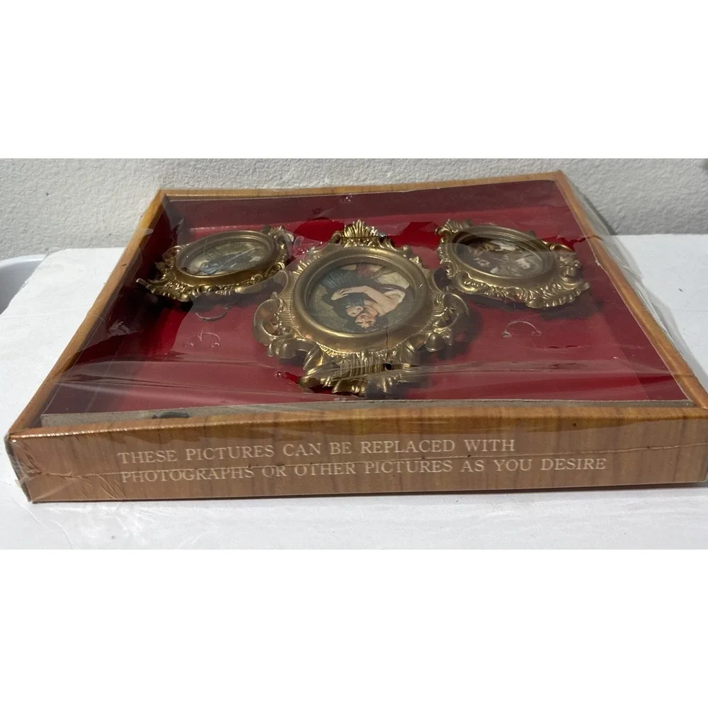 W Kay NY Mini Picture 3 Pc Set British Hong Kong  #626 Vintage MCM Wall Hanging